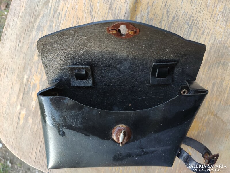 Old leather bike bag