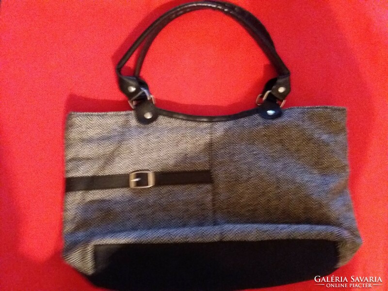 Elegant solid handbag canvas - leather women's bag, in perfect condition as shown in the pictures