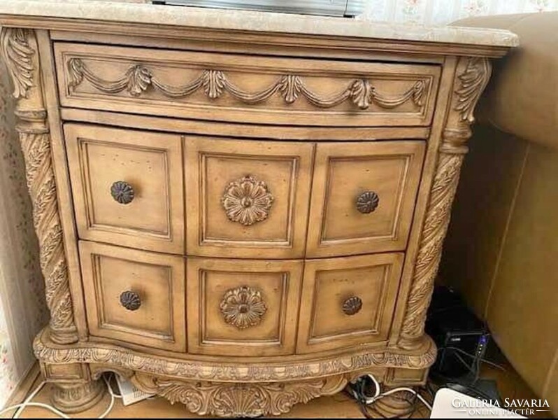 Beautiful, flawless solid wood, marble table and chest of drawers