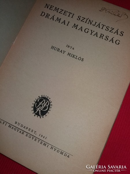1941. Hubay Miklós: Nemzeti színjátszás drámai magyarság könyv a képek szerint