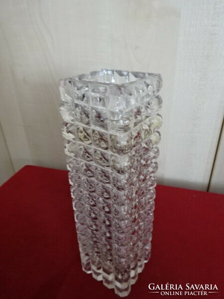 Square-based glass vase, height 22.5 cm. Jokai.