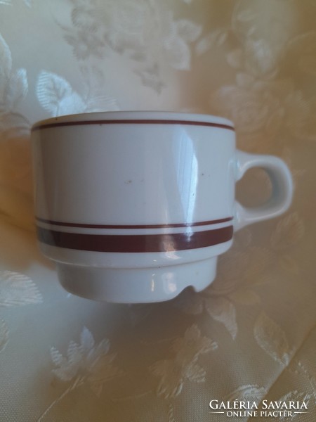 A rarer coffee cup with a brown collar