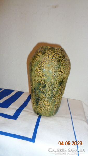 Shrink-glazed ceramic vase marked with a