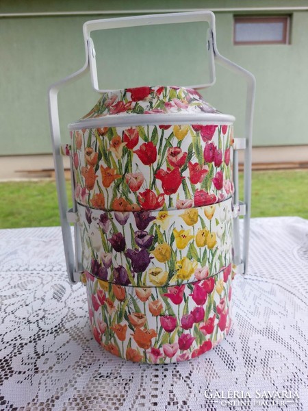 Floral flower pattern tulip decoupage decoupage decoupage aluminum food barrel