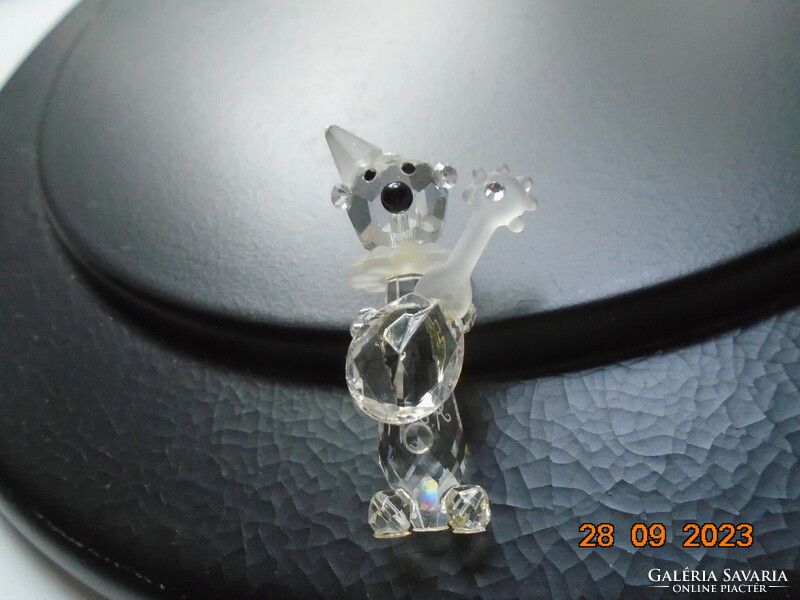 Hand polished, marked, Czech Mayfair lead crystal animal figure from the 70s, circus clown dog
