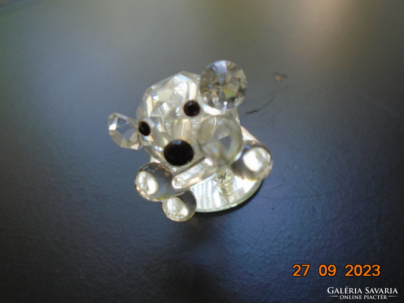 Kézzel csiszolt,jelzett, cseh MAYFAIR ólomkristály állatfigura a 70'-es évekből, kutya csonttal