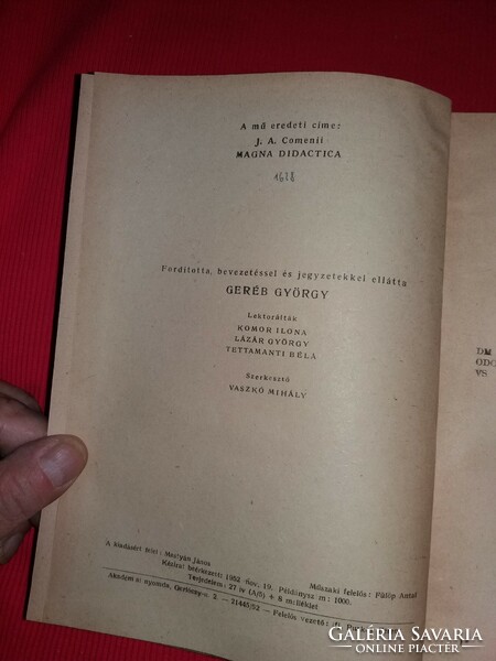 1953. Comenius ámos jános great pedagogy education religion pedagogy one of the 1000 copies published
