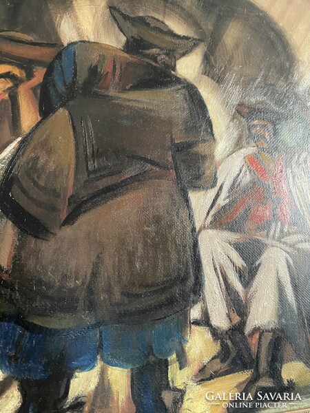 Boromisza Tibor “Pásztortűznél” lévő festménye rovásírással ellátva