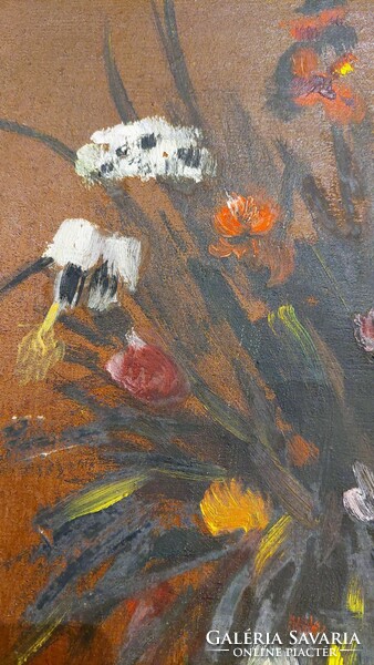 Flowers in a vase, oil on canvas