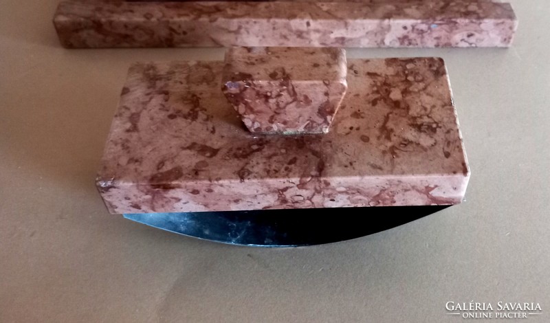 Rózsaszín márvány asztali tintatartó szett art deco ALKUDHATÓ