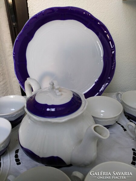 Zsolnay pompadour base glaze accessories tea set + cake tray