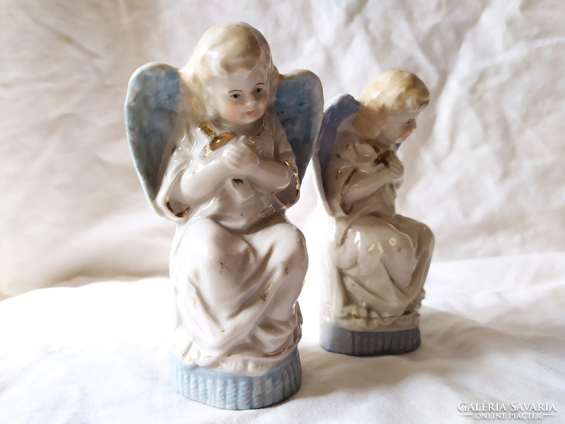 Régi porcelán angyal figura nipp szobor párban
