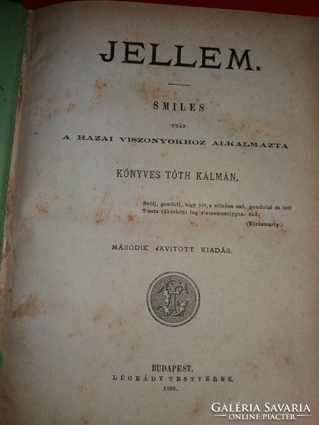1880. Samuel Smiles - Könyves Tóth Kálmán : JELLEM jellem-illem személyiség képek szerint LÉGRÁDY