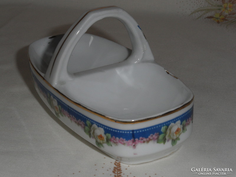 Antique, old porcelain table salt holder, spice holder