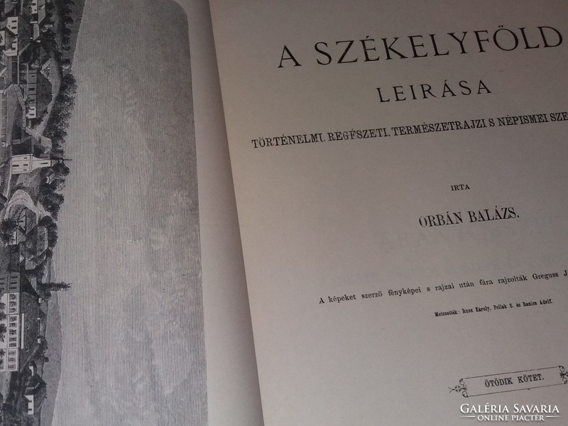 1982. Orbán Balázs :A Székelyföld leírása I-VI. Történelem, régészet, Népismeret HELIKON