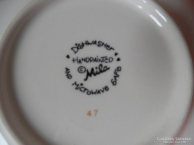 Mila kézi festésű porcelán teás-kávés reggeliző készlet ( 4 darabos )