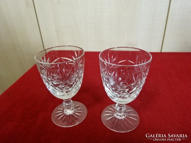 Ajkai crystal red wine glass with stem, two pieces for sale. Jokai.