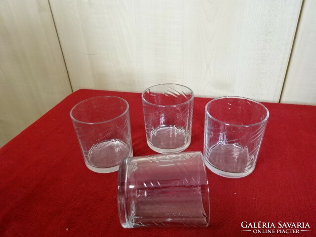 Cylindrical glass cup, four pieces for sale. Jokai.