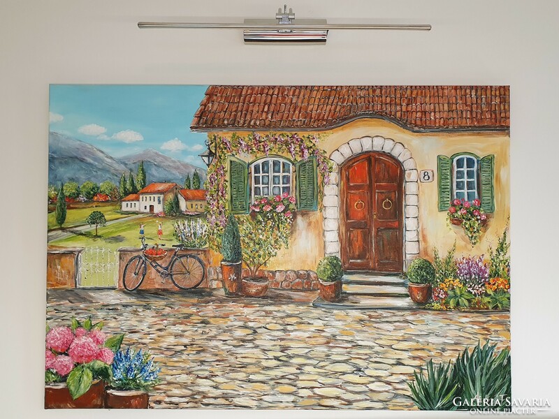 House in sunny Tuscany large painting 100 x 70 cm,