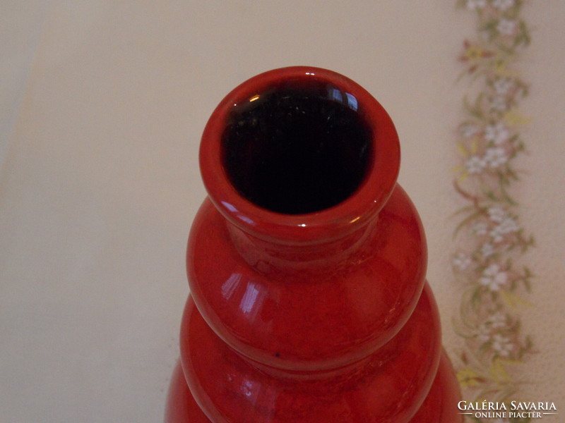 Fire red ceramic vase