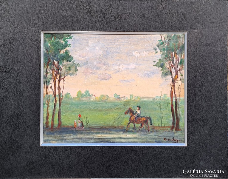 György Ruzicskay (1896-1993): plain landscape with horseman