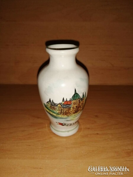 Bodrogkeresztúr ceramic Budapest memorial vase 9 cm (0-3)