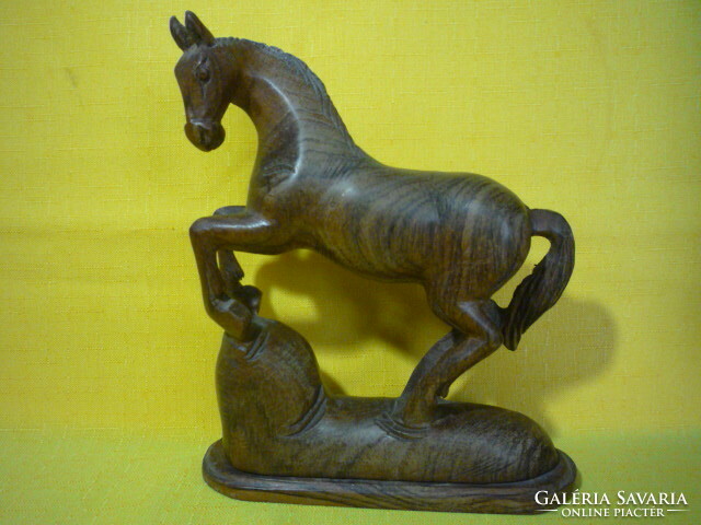 Carved wooden sculpture of a climbing horse 2309 27.