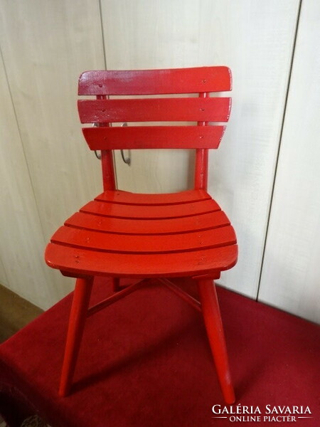 Red painted wooden children's chair, total height 54 cm. Jokai.