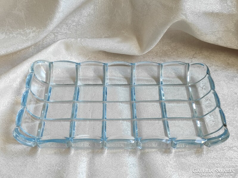 Pale blue small-sized polished glass serving bowl is also romantic in its square shape