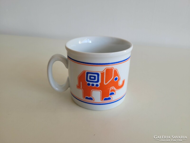 Retro régi elefánt mintás Zsolnay porcelán bögre elefántos teás csésze gyerek bögre