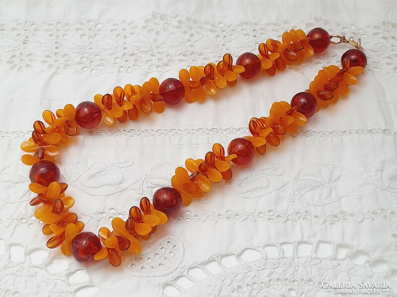 Retro imitation amber necklace, 44 cm