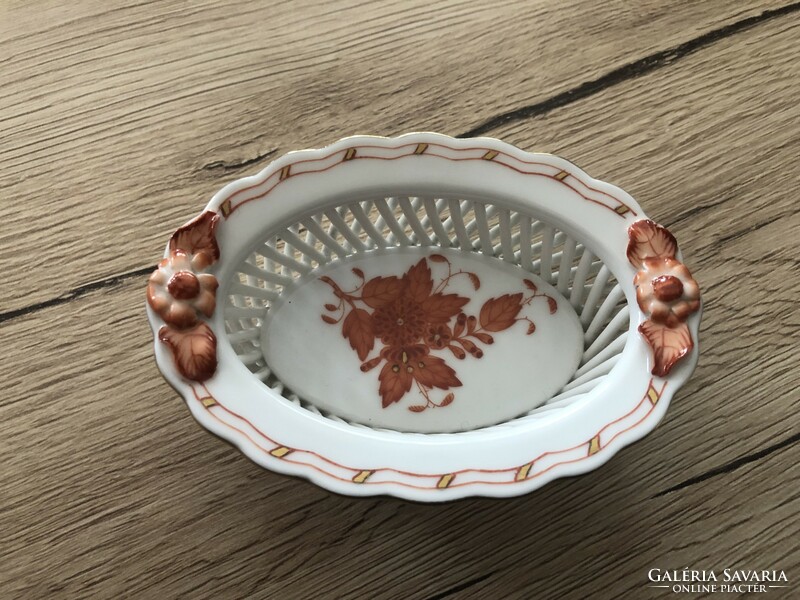. Herend bowl, braided, Apponyi orange pattern, 10 cm
