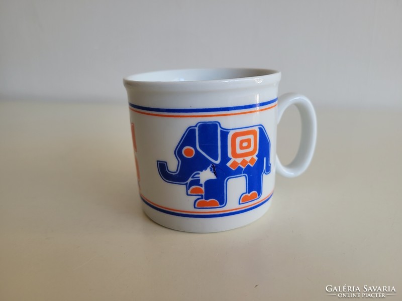 Retro old elephant pattern Zsolnay porcelain mug elephant tea cup children's mug