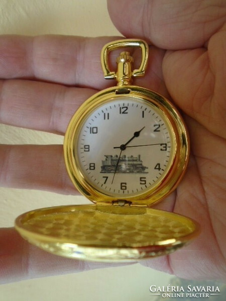 Swiss double gold case ffi pocket watch, structure swiss 908/621 werkkel railway locomotive clock