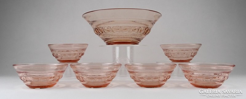 1O841 old colored glass compote glass set