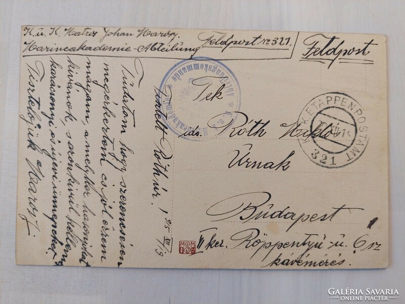 Baron Gautsch, az Adria Titanicja, Feldpost, Kuk, 1916m régi képeslap