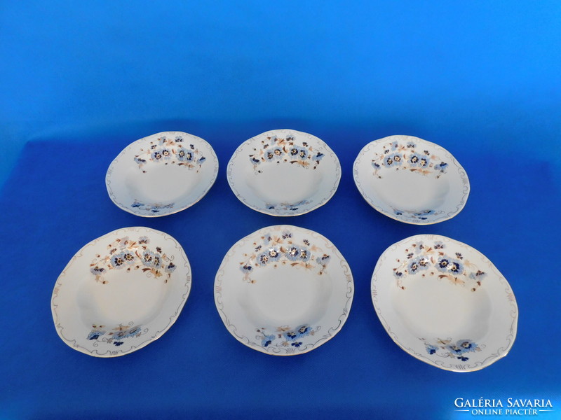 Zsolnay set of 6 deep plates with cornflower pattern