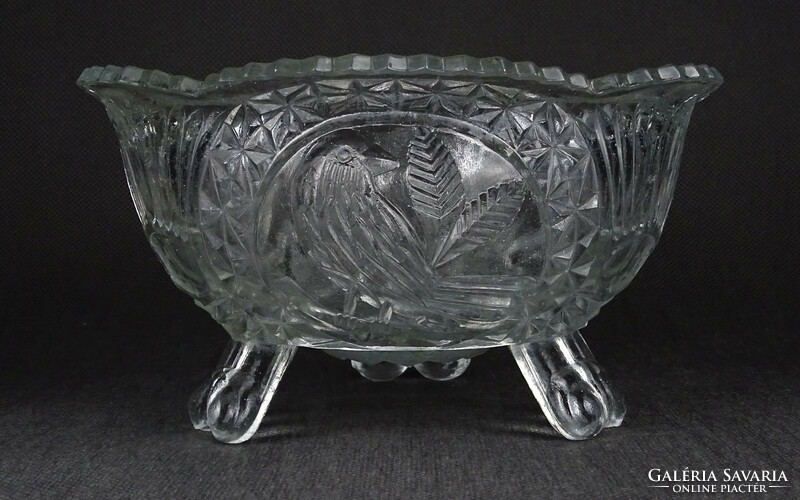 1O992 large mid-century bird glass fruit serving bowl 10 x 19 cm