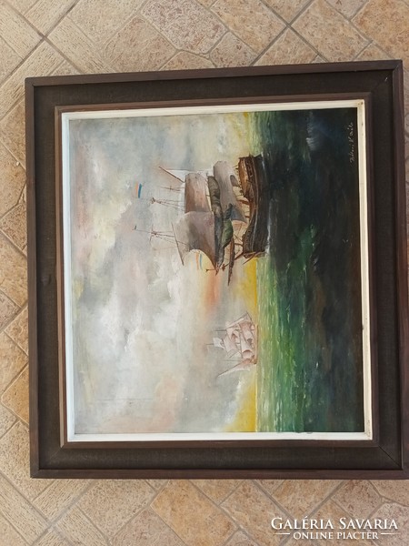 Bátori k. Béla oil / canvas painting: sailboats