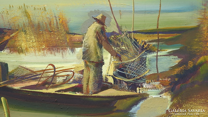 László Zombori (Szeged, 1937–) painter. Warsaw pickers. Marked, original. Tempera painting.
