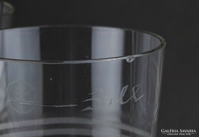 1O707 Antik fújt üveg mércézett pohár 3 dl 3 darab