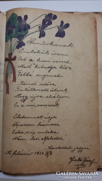 Memory book from 1919, beautiful thoughts, drawings