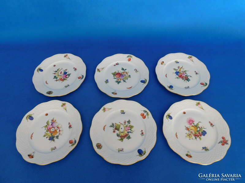 Set of 6 cookie plates with Herend fruit pattern