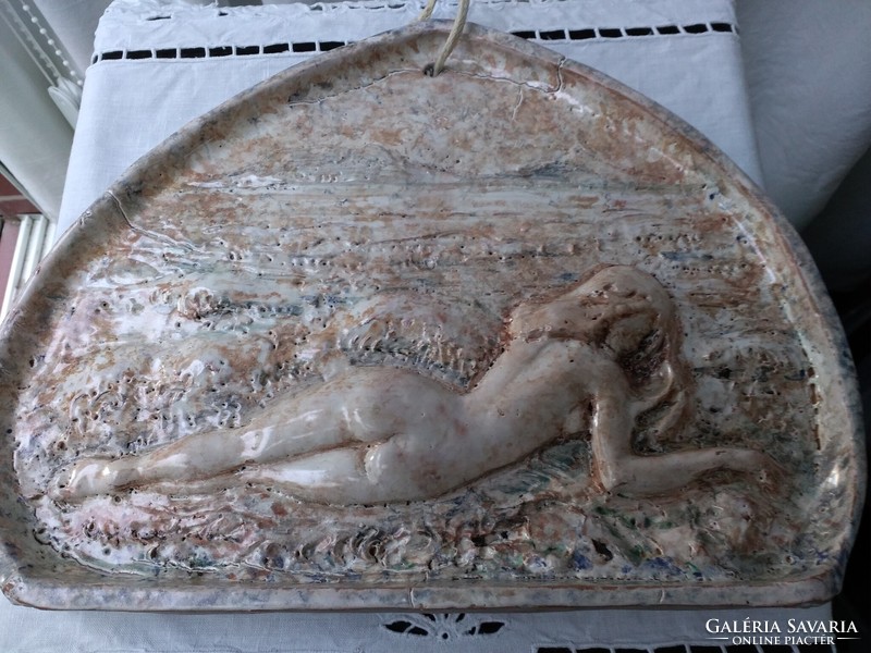 Balaton mermaid girl wall ceramic relief