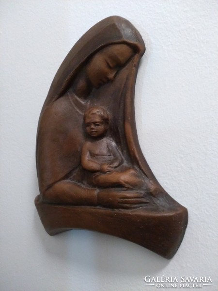 Káldor Aurél Terrakotta kerámia Szűz Mária Kisjézussal