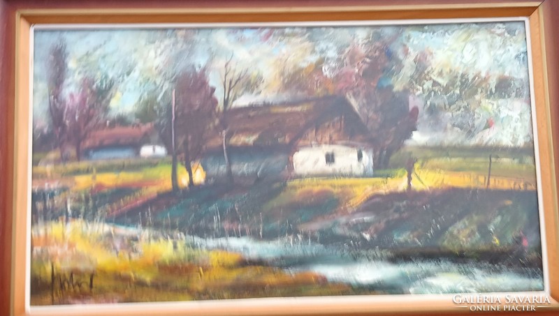 József Fodor - autumn sunshine - painting 40 cm x 70 cm