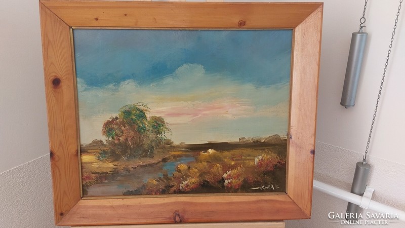 (K) Turza Ferenc landscape painting with frame 49x60 cm