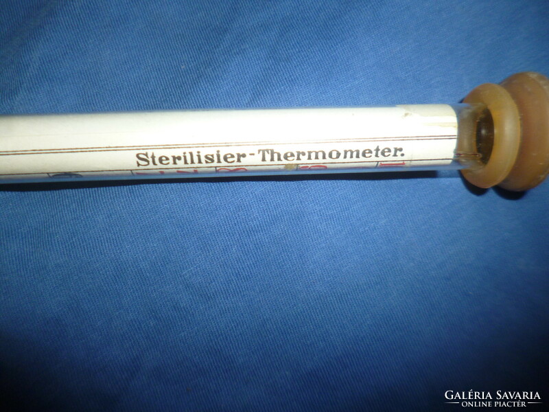 Antik üveg thermométer labor eszköz 42cm