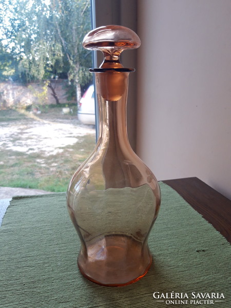 Old, blown, incised cognac bottle - pouring glass - 30 cm