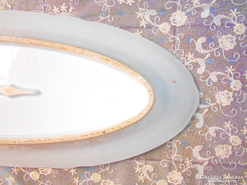 Hatalmas-Látványos  kézzel festett porcelán  halas tál 63 cm X 24,5  cm
